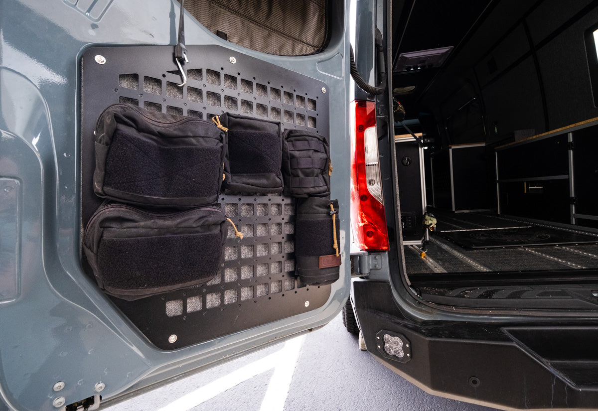 The Original Rear Door Modular MOLLE Storage Panel for Mercedes Sprinter (2019+) by FreedomVanGo