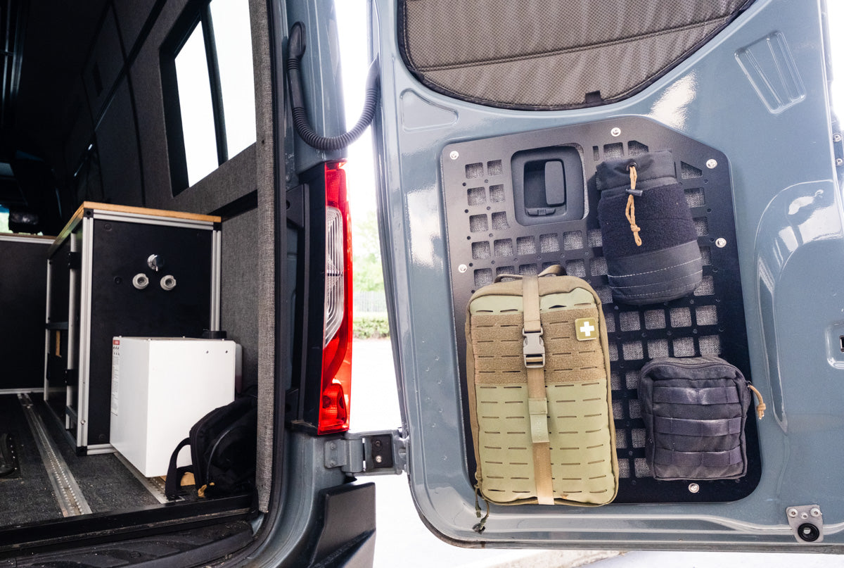 The Original Rear Door Modular MOLLE Storage Panel for Mercedes Sprinter (2019+) by FreedomVanGo