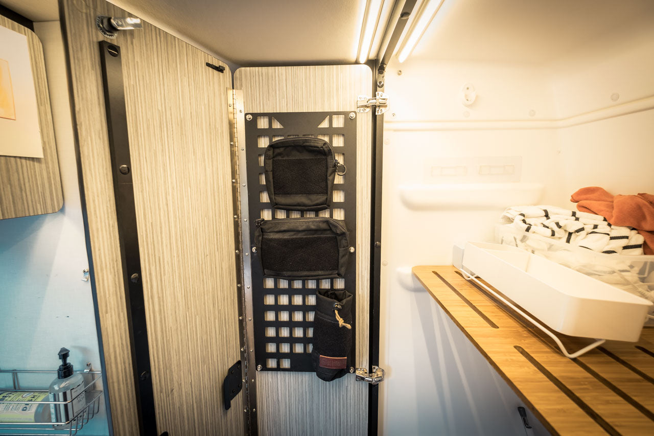 The Original Revel Shower Door MOLLE Panel by FreedomVanGo